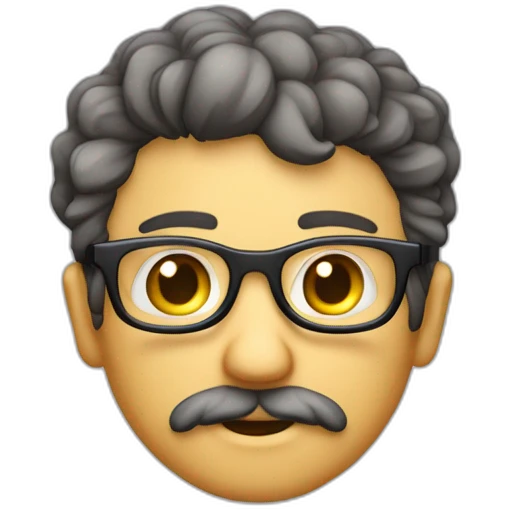 homem cor pardo barba baixa com oculos cabelo encaracolado emoji