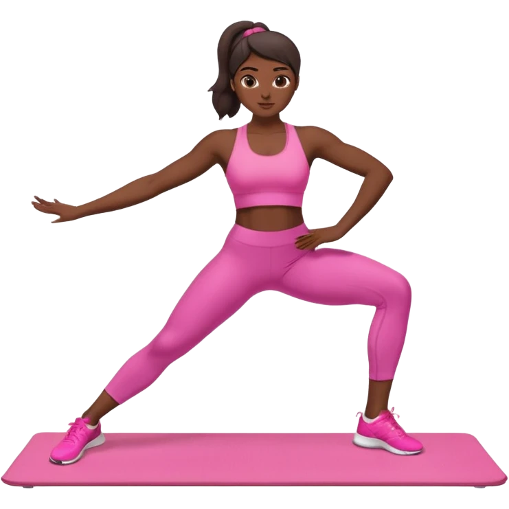 dark-skinned woman doing Pilates in pink sportswear emoji