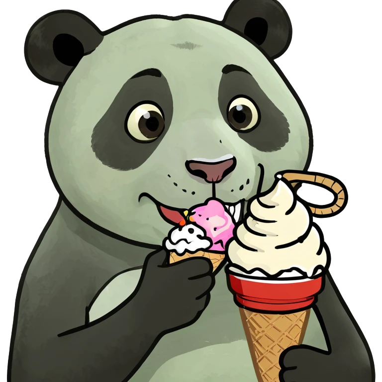 Panda eating ice cream emoji