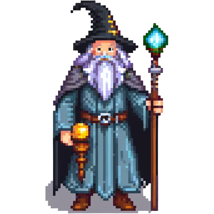 wizard with staff and long beard emoji