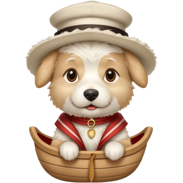 white dog with iconic gondolier hat emoji