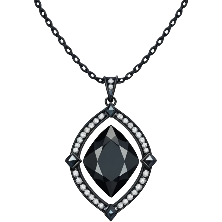 Realistic detailed black luxury necklace made from black diamond emoji