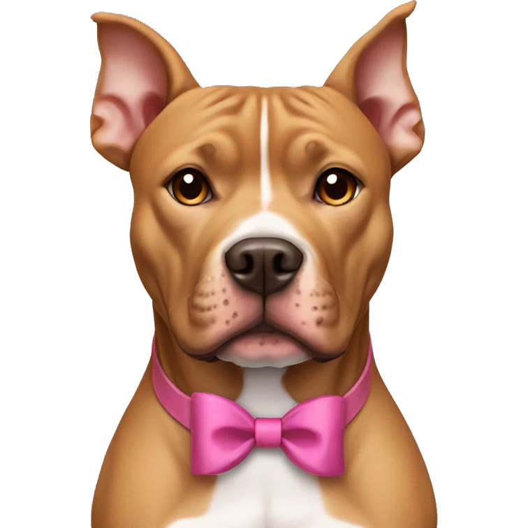 Light brown pitbull ears CROPPED small, with a bow collar emoji