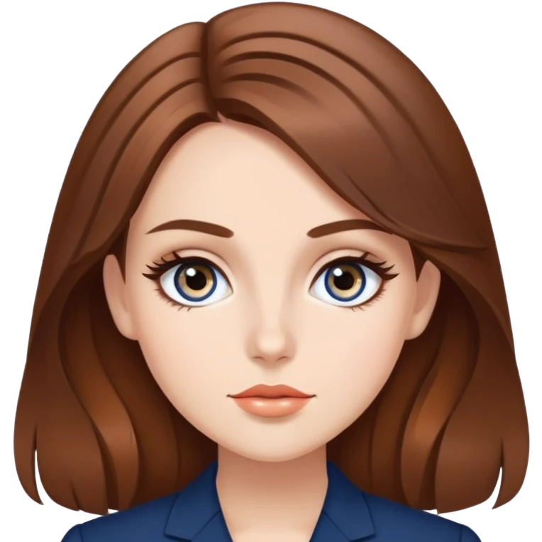 Beautiful Girl with brown hair super expensive star eyes elegant cartoon style navy blue  emoji
