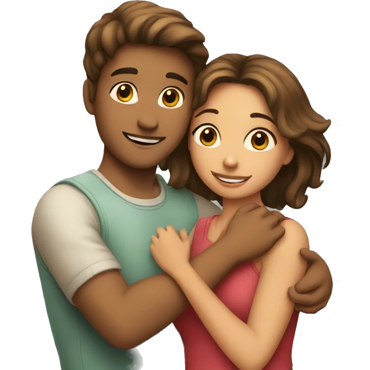 A beautiful girl and boy hugging  emoji