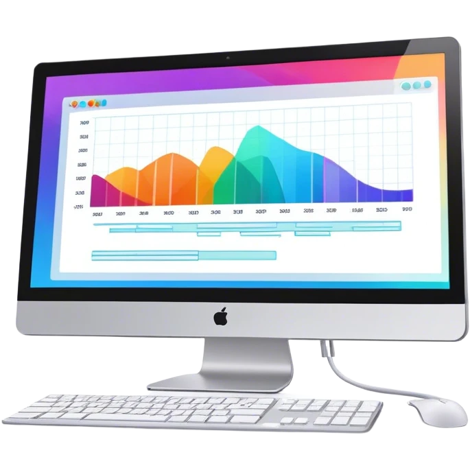 Create an emoji for animation and motion design. Show a computer monitor displaying cartoon creation process, with a timeline, keyframes, and motion effects. Use modern, vibrant colors. No emojis or smiley faces. Transparent background. emoji