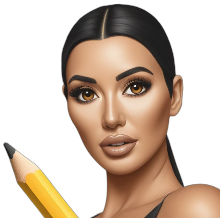 Hyper-realistic pencil painting of kim kardashian sultry making butter emoji