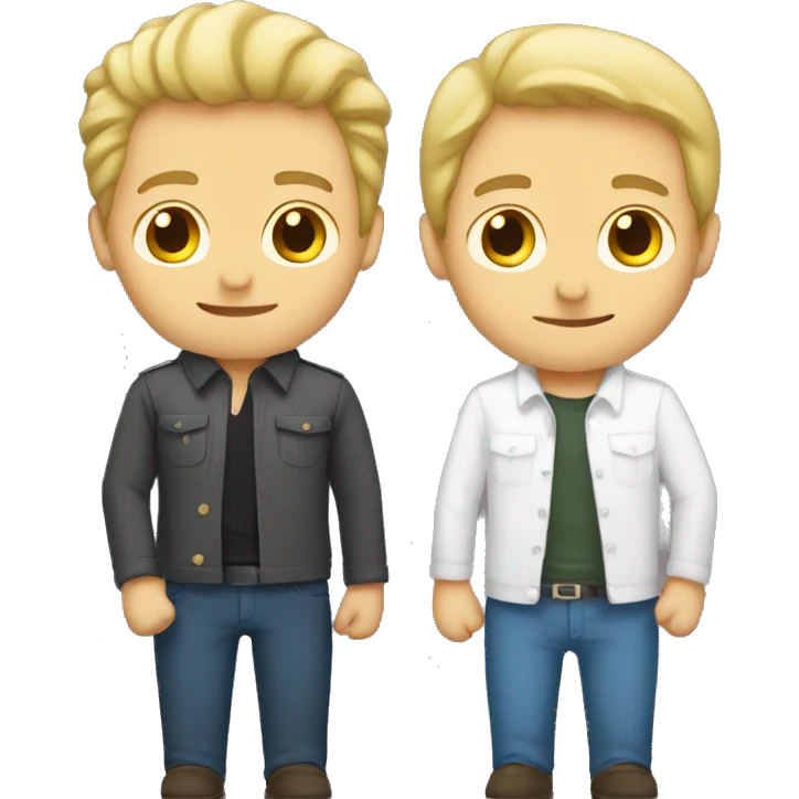 Two white males holding eachother emoji