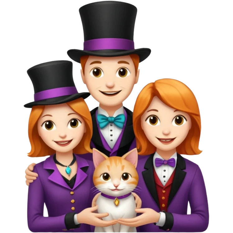 magician couple and their pet cat emoji