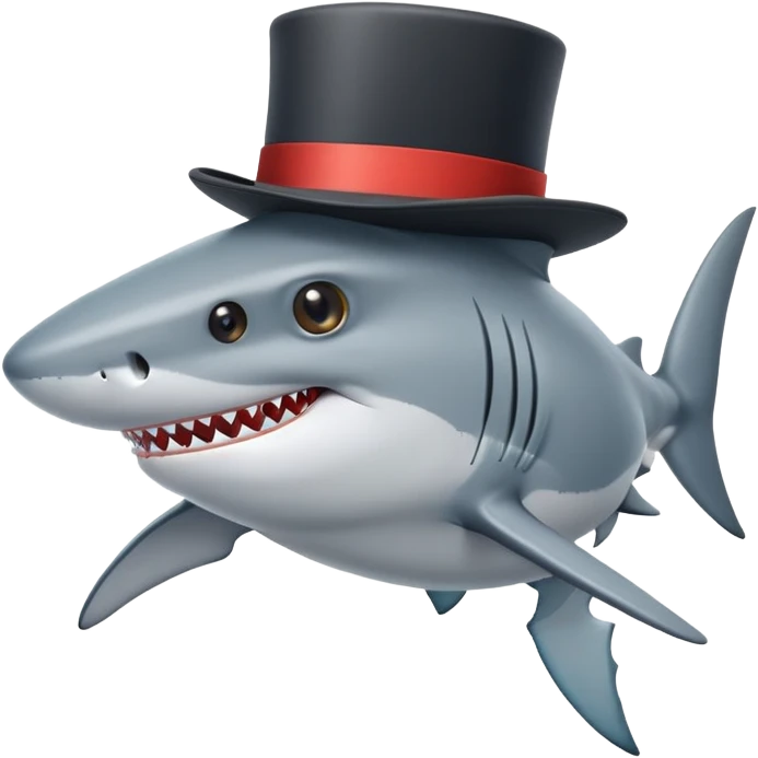 Shark with a top hat emoji