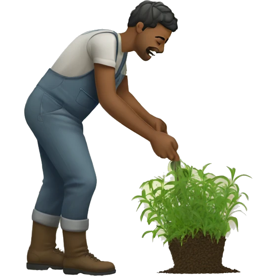 Husband pulling weeds emoji