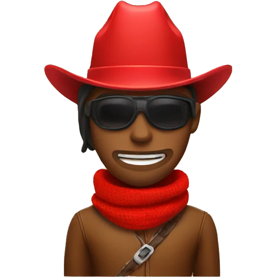 cowboy with red cowboy hat, wearing a red ski mask emoji