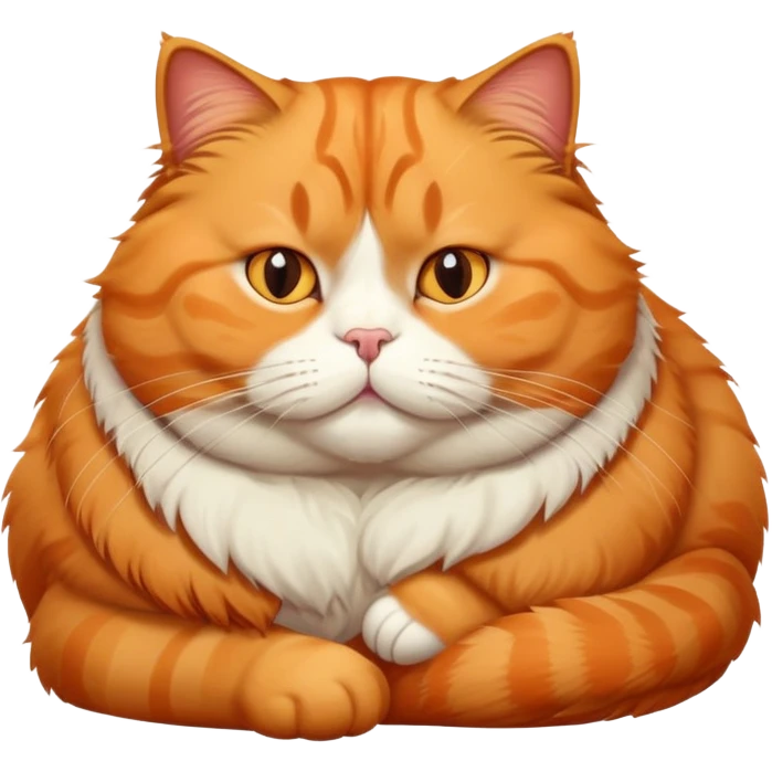A fat old completely orange cat laying down emoji