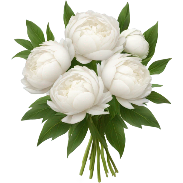 White peonies bouquet  emoji
