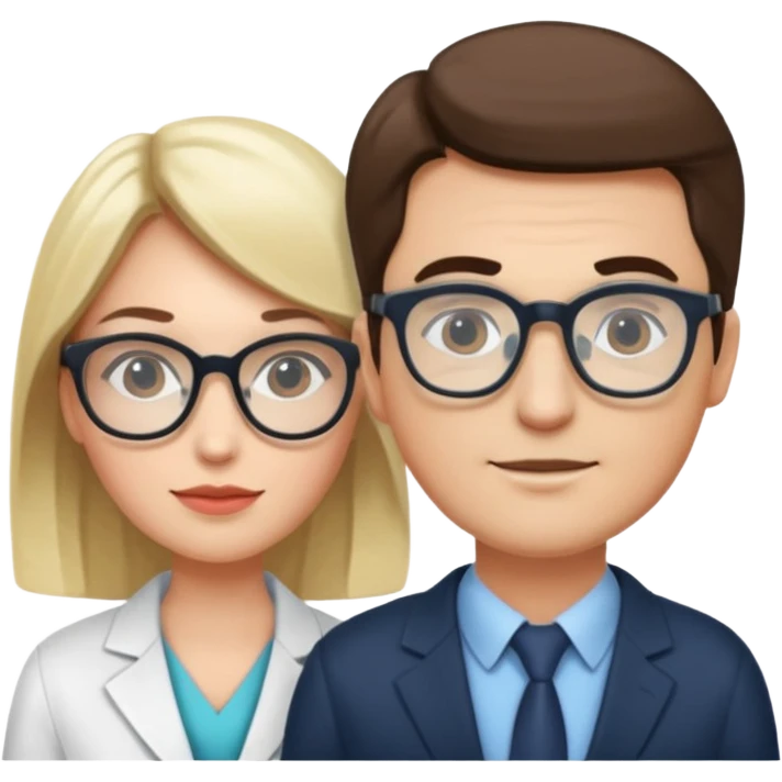 Perfect love. Psychologist girl and a futurologist man emoji