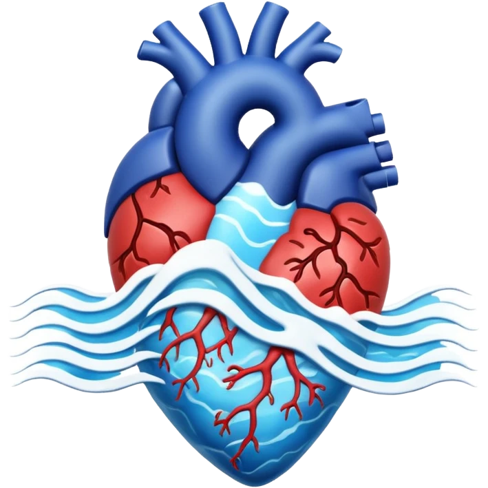 Anatomical heart made of ocean waves emoji