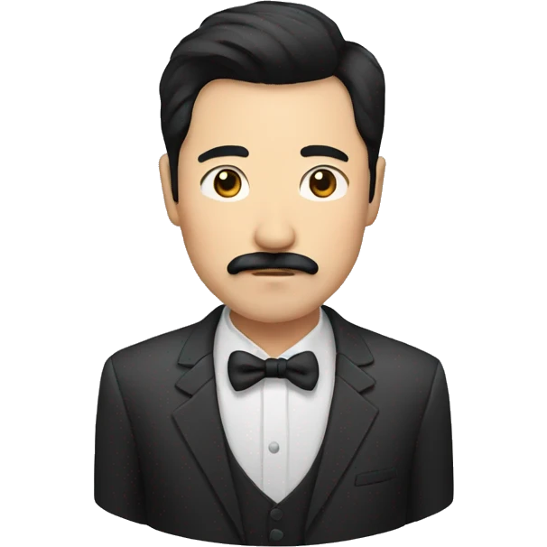 uncle, black hair, asian, moustache emoji