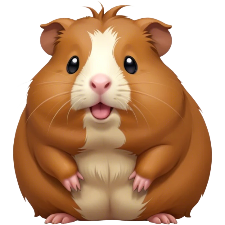 Cinematic Cute Yawning Brown Guinea Pig Portrait Emoji, Head tilted slightly with a dramatic, wide-open yawn, revealing a soft brown coat and tiny, droopy ears, round dark eyes barely open in drowsy contentment, Simplified yet irresistibly adorable features, highly detailed, glowing with a soft, cozy glow, high shine, relaxed yet expressive, stylized with a touch of whimsy, bright and endearing, soft glowing outline, capturing the essence of a sleepy yet affectionate guinea pig, so drowsy it feels like it could stretch out of the screen and curl up for a nap! emoji