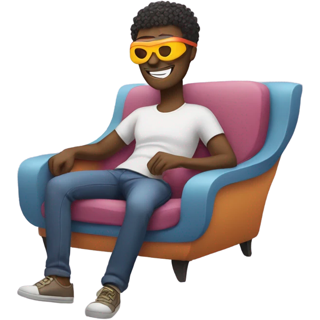 A cartoon with a mask on, relaxing  emoji