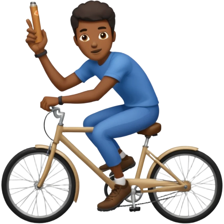 black man riding a bike with a blunt in his hand emoji