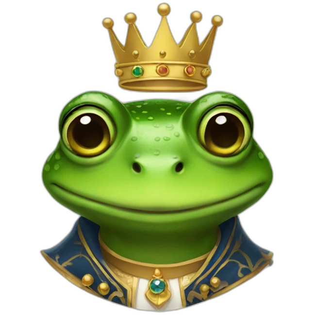 a frog portrait wearing king outfit emoji