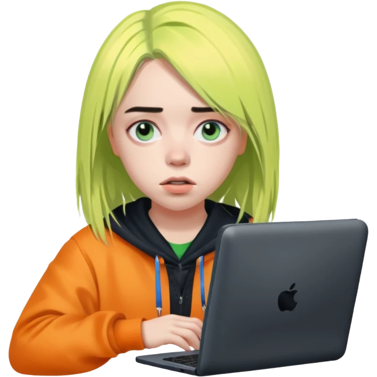 Billie Eilish avec un ordinateur emoji