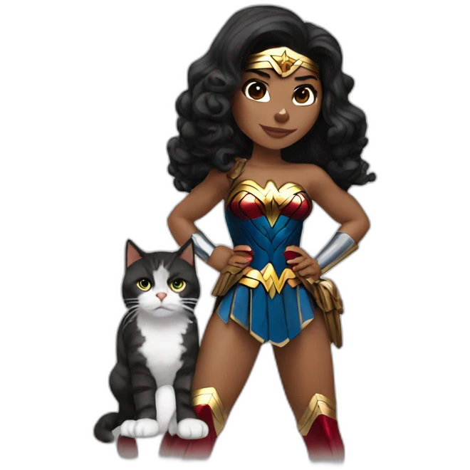Wonder Woman with cat emoji