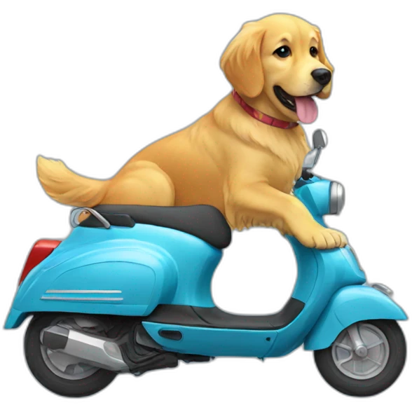 Golden retriever in the scooter emoji