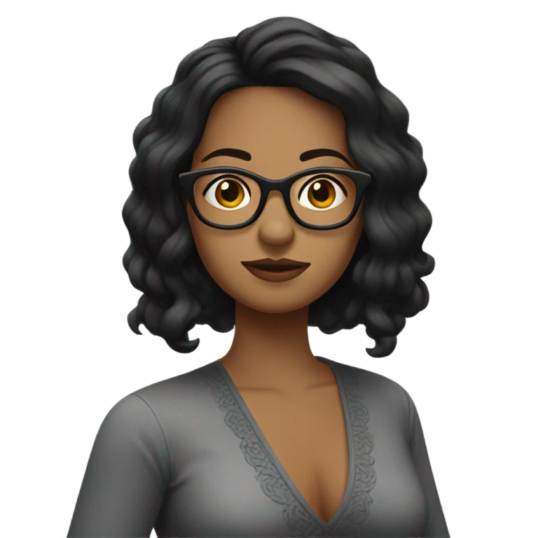 MUJER TRIGUEÑA CON CABELLO NEGRO CORTO Y LENTES  emoji