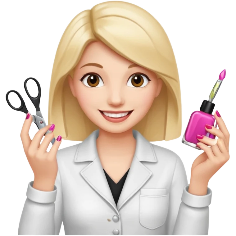 МАСТЕР МАНИКЮРА В ОДНОЙ РУКЕ ЛАК В ДРУГОЙ РУКЕ НОЖНИЦЫ emoji