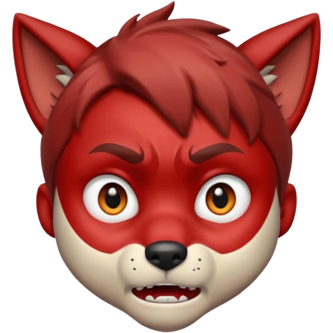 Wolf Boy Red Scared emoji
