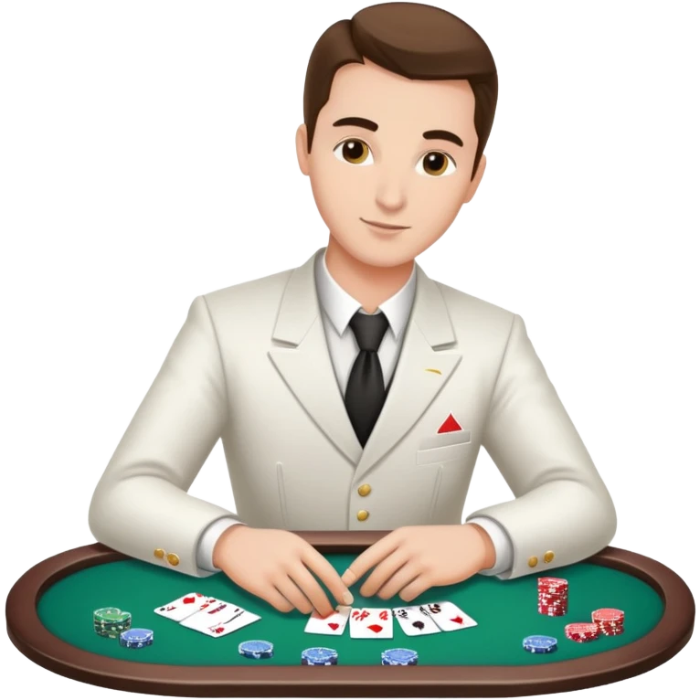 Casino croupier in formal uniform dealing cards at a poker table emoji
