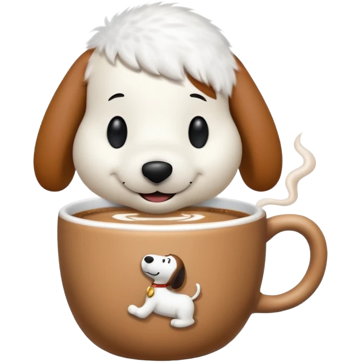 Snoopy sipping chai with a smile emoji