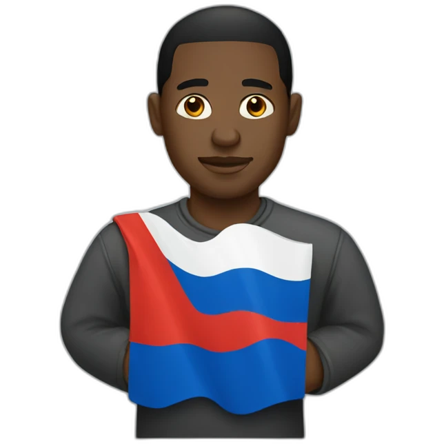 A black man with a Russian flag emoji
