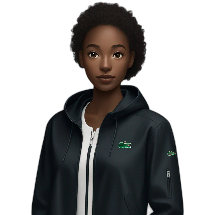 Lacoste bag black girl with black lacoste windbreaker emoji