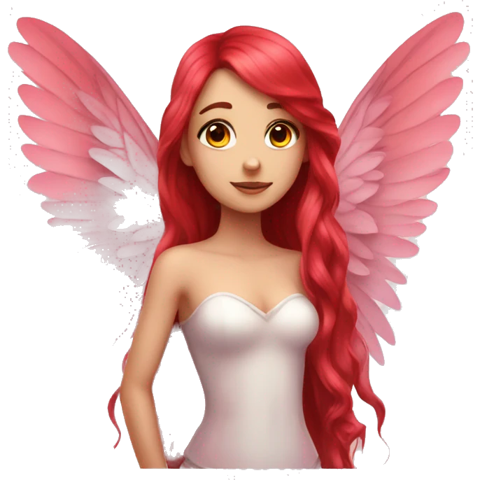 big wings, rose, Beautiful, fairy, red, long hair emoji