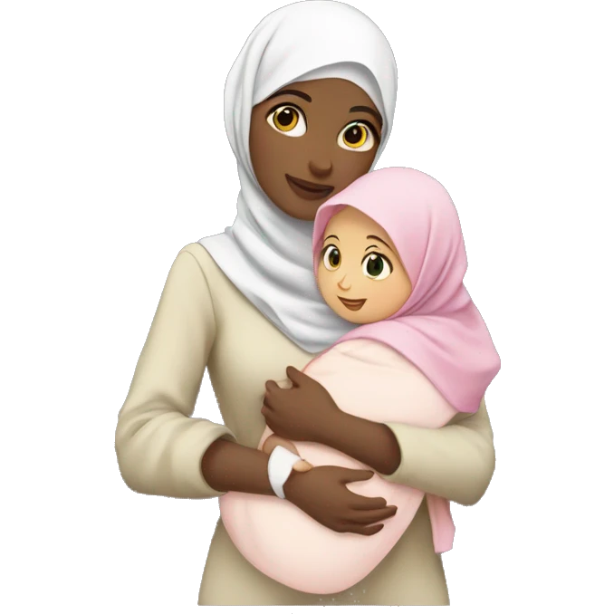 Hijabi holding a baby emoji
