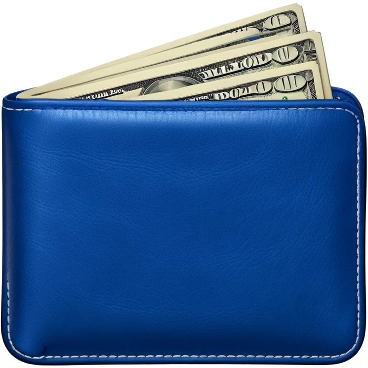  Deep Blue wallet with a single one dollar bill inside, just one dollar emoji