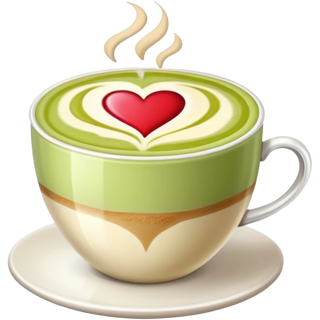 pistachio latte with heart art emoji
