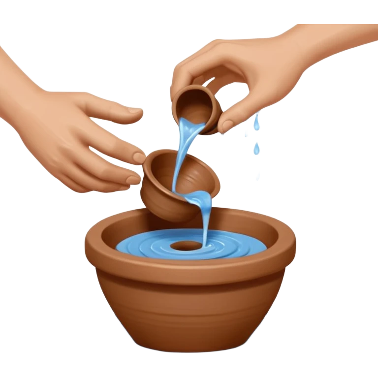 Realistic image of a potter's wheel in action, shaping wet clay into graceful shapes, water splashing gently emoji