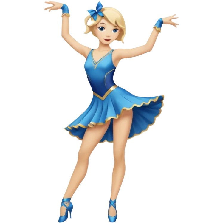 blue jazz style dance costume on blonde full body emoji
