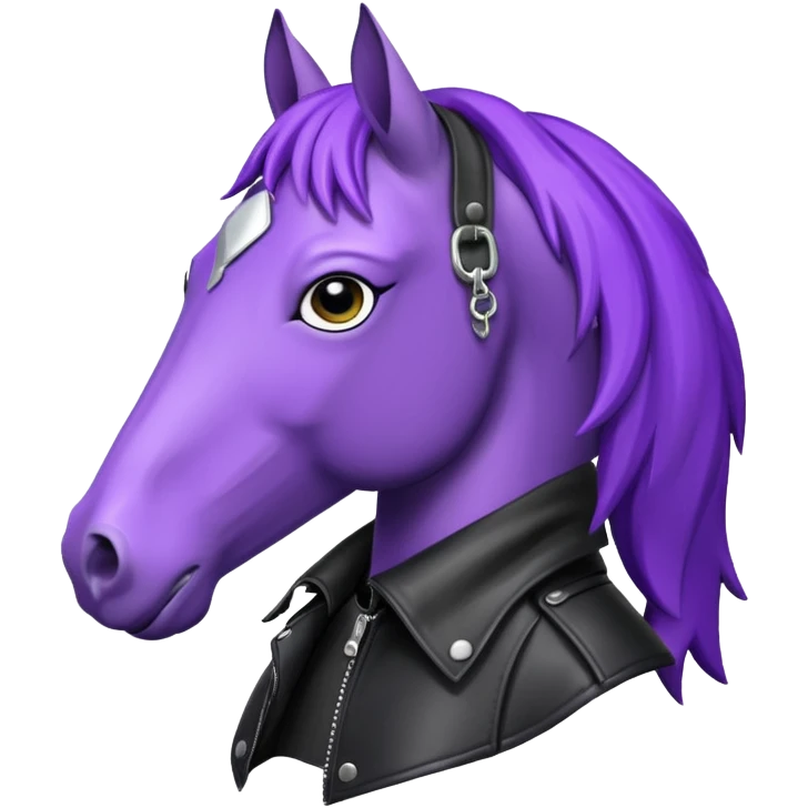 Purple horse wearing leather jacket
 emoji