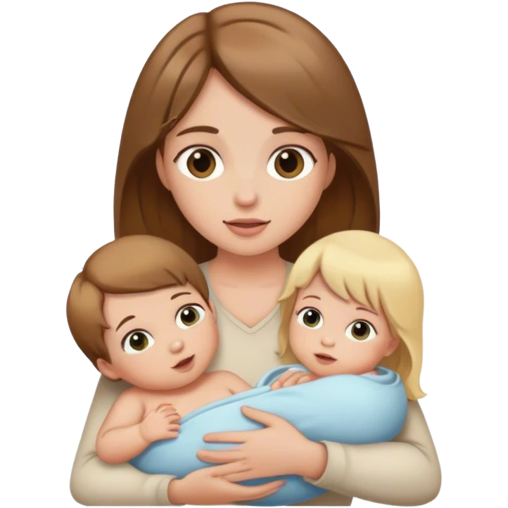 brown hair girl with blonde baby emoji