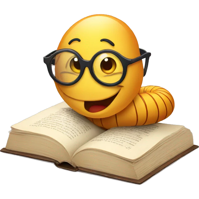 worm with glasses reading a book emoji