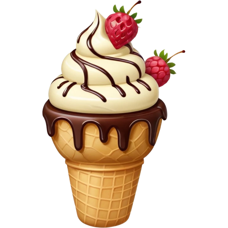 ice cream with fruits and chocolate sauce emoji