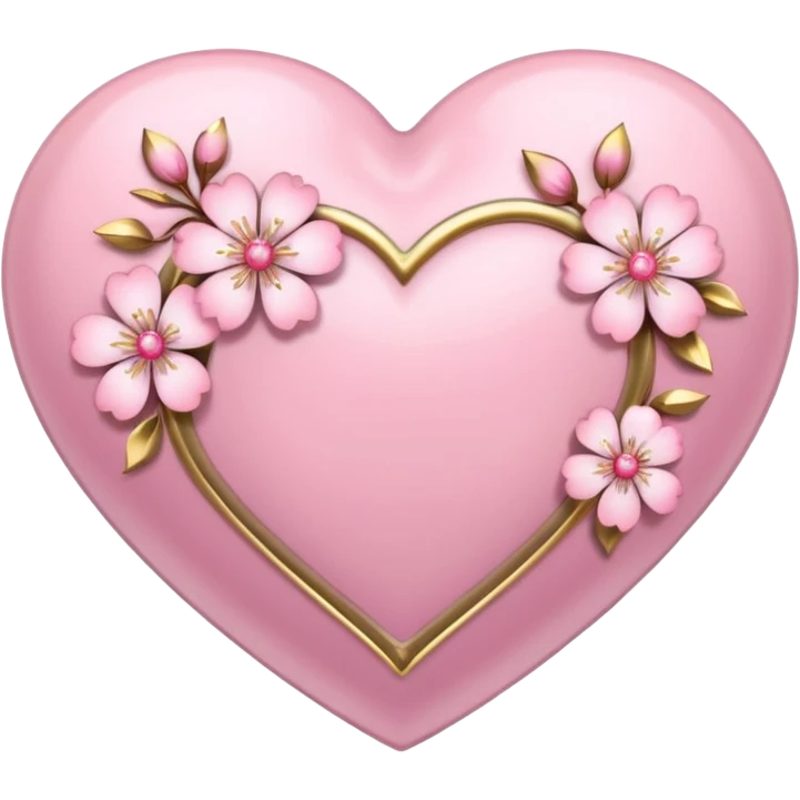 heart with sakura flowers and very prominent gold and silver accents emoji