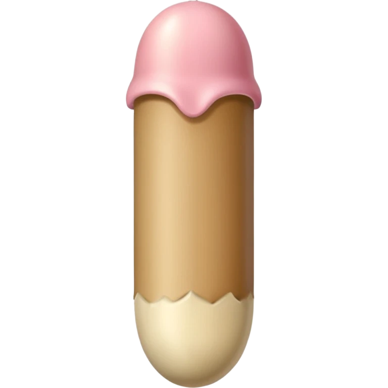 tan beige skin color cylindrical shaft penis, erect, phallus shape, no face, with glans beige/pinkish acorn-like tip at small hole at the end.  emoji