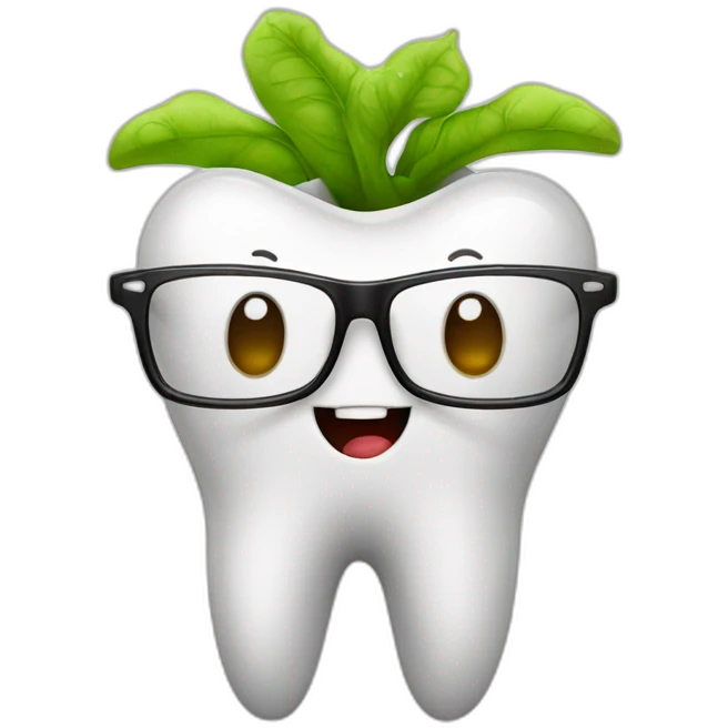 Premolar tooth wit eyeglasses and caries in root emoji
