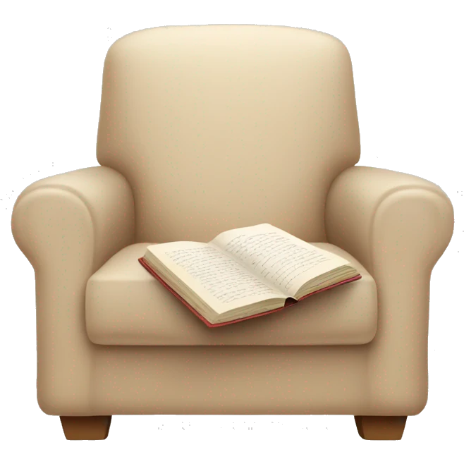 Simple Beige Armchair with blanket and open book on it emoji