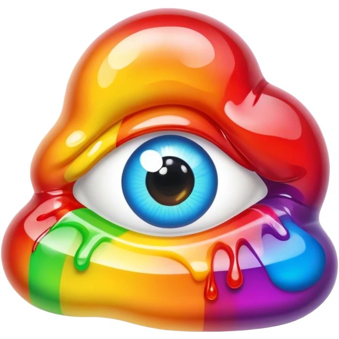 melted rainbow gummy eye emoji